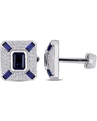 Amour - 5 4/5 Ct Tgw Created & Sapphire Geometric Cufflinks - Lyst