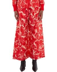 Burberry - Straight Leg Rose Print Trousers, Brand Size 6 (Us - Lyst