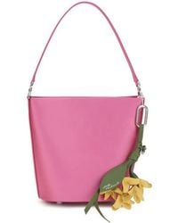 Self-Portrait - Self-Portrait Satin With Removable Bow Charm Bucket Bag - Lyst