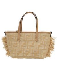Fendi - Mini Roll Ff Jacquard Fringed Tote Bag - Lyst
