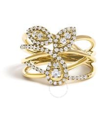 Haus of Brilliance - 10K 1/2 Cttw Diamond Crossover 3 Leaf Floral Cocktail Ring Band - Lyst