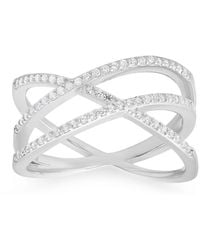 Kylie Harper - Sterling Criss-Cross Cz Ring - Lyst