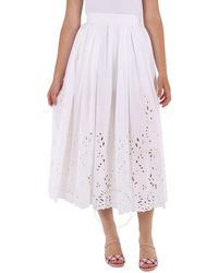 Chloé - Broderie Anglaise Flared Embroidered Midi Skirt - Lyst