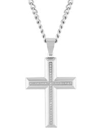 Robert Alton - 1/4 Ctw Squared Stainless Steel Cross Pendant With Diamonds - Lyst
