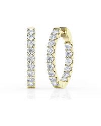 Brilliant Diamond - 2 Carat Round Lab Grown Inside Out Diamond Huggie Hoop Earrings - Lyst
