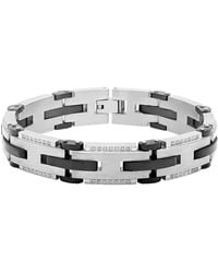 Robert Alton - 1/2 Ctw Stainless Steel Diamond With Finish Link Bracelet - Lyst