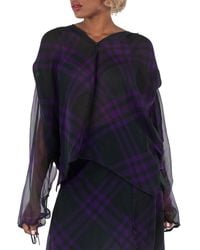 Burberry - Check Pattern Silk Blouse, Brand Size 4 (Us - Lyst