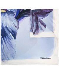 Ferragamo - Floral Iris Print Silk Scarf - Lyst