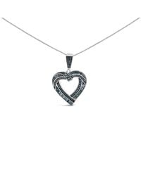 Haus of Brilliance - 925 Sterling 1.00 Cttw Baguette And Round Diamond Open Heart Pendant Necklace - Lyst