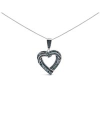 Haus of Brilliance - 925 Sterling 1.00 Cttw Baguette And Round Diamond Open Heart Pendant Necklace - Lyst