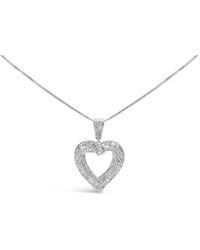 Haus of Brilliance - 925 Sterling 1.00 Cttw Baguette And Round Diamond Open Heart Pendant Necklace - Lyst