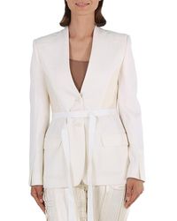 Burberry - Single-Breasted Belted Wool Blazer Jacket, Brand Size 8 (Us - Lyst