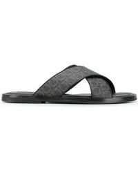 Ferragamo - Gancini Leather Pool Slides - Lyst