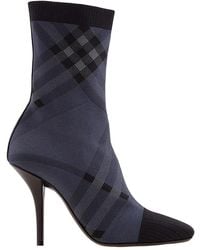 Burberry - Dolman Check-Pattern Sock Ankle Boots, Brand Size 38 (Us - Lyst