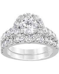 Brilliant Diamond - 3.00 Caratt 14K Round Cut Lab Grown Diamond Halo Bridal Ring Set For - Color/Clarity-H/Vs - Lyst
