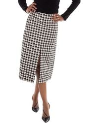 Burberry - Houndstooth Pattern Midi Skirt, Brand Size 4 Us - Lyst