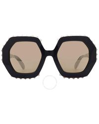 Philipp Plein - Smoke Mirror Gold Hexagonal Sunglasses Spp039v 700g 53 - Lyst