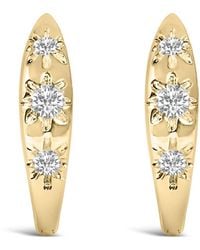 Haus of Brilliance - 10K 1/5 Cttw Lab Grown Diamond Three Stone Huggie Hoop Earrings - Lyst