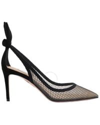 Aquazzura - Bow Tie Pointed-toe Mesh Pump - Lyst