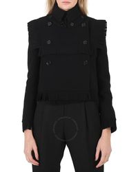 Burberry - Fringed Cashmere Wool Blend Cropped Trench Jacket - Lyst