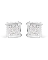 Haus of Brilliance - 10K 1/2 Cttw Composite Princess Diamond Square And Swirl Stud Earrings (I-J Color, I1-I2 Clarity) - Lyst