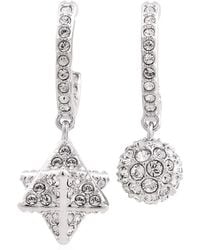 Swarovski - Dextera Pierced Earrings Mini Hoop Star & Sphere Rhodium Shiny Crystal - Lyst