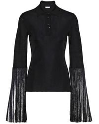 Ferragamo - Long-Sleeved Fringe Polo Shirt - Lyst