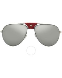 Cartier - Santos De Grey Mirror Pilot Sunglasses Ct0166s 008 62 - Lyst