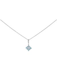 Haus of Brilliance - Sterling Topaz And Sapphire Square Motif Pendant Necklace 18 Inch - Lyst