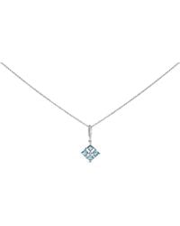 Haus of Brilliance - Sterling Topaz And Sapphire Square Motif Pendant Necklace 18 Inch - Lyst