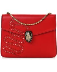 BVLGARI - Serpenti Forever Studded Flap Shoulder Bag - Lyst