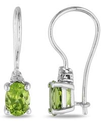 Amour - Emerald Cut Peridot And Diamond Accent Euroback Earrings - Lyst
