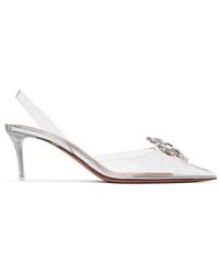 AMINA MUADDI - Rosie Glass Slingback Sandals, Brand Size 36.5 Us - Lyst