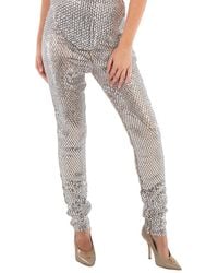 Burberry - Metallic Paillette-Embellished Mesh Leggings, Brand Size 4 (Us - Lyst