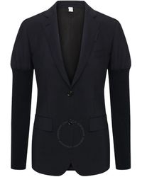 Burberry - Debby Rib-knit Sleeve Mohair Wool Tailored Blazer Jacket - Lyst
