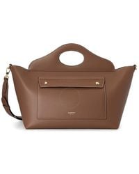 Burberry - Small Soft Pocket Leather Tote Bag - Lyst