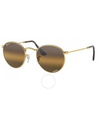 Ray-Ban - Round Metal Chromance Silver Brown Sunglasses Rb3447 001/g5 53 - Lyst