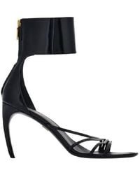Ferragamo - Clethra Curve Heel Leather Sandals - Lyst