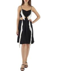 Burberry - Fringe Detail Silk Satin Slip Dress - Lyst