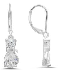 Kylie Harper - Sterling Dangling Cz Kitty Cat Leverback Earrings - Lyst