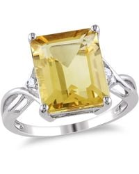 Amour - 6 5/ Ct Tgw Emerald Cut Citrine And Topaz Ring - Lyst
