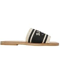 Bally - Bianka Logo Embroidered Flat Slides, Brand Size 38 Us - Lyst