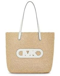 Michael Kors - Eliza Extra-Large Empire Logo Straw Tote Bag - Lyst