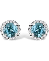 Haus of Brilliance - 10K Topaz And 1/6 Cttw Diamond Halo Stud Earring - Lyst