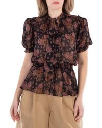 Polo Ralph Lauren - Georgette Floral Tie-Neck Blouse - Lyst