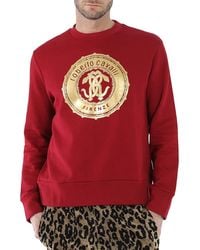 Roberto Cavalli - Carmine Foil Mirror Snake Logo Cotton Sweatshirt - Lyst