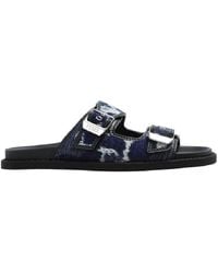 Fendi - Engraved Logo Denim Slides, Brand Size 7 (Us - Lyst