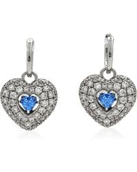 Swarovski - Rhodium Plated Idyllia Heart Drop Earrings - Lyst
