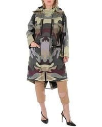 Burberry - Ladies Sage Single-Breasted Camouflage-Print Cotton Parka, Brand Size 6 (Us - Lyst