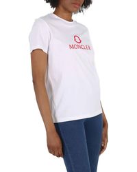 Moncler - Logo Print Short Sleeve Cotton T-shirt - Lyst
